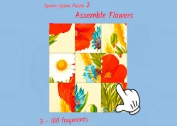 Square jigsaw Puzzle 2 - Assemble Flowers - Free brain game online at plotygames