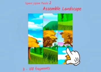 Square jigsaw Puzzle 2 - Assemble Landscape - Free brain game online at plotygames
